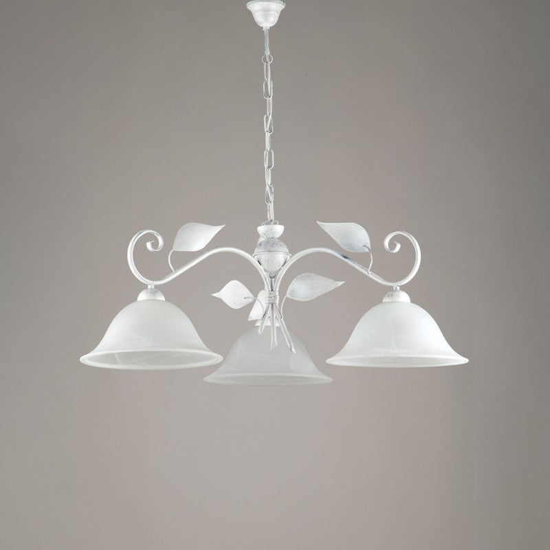 Lampadario a sospensione ferro Bianco Argento tre luci 78x h34 cm