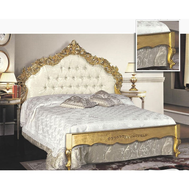 Letto matrimoniale in legno con testiera e pediera intagliata 172x200xh.170 cm
