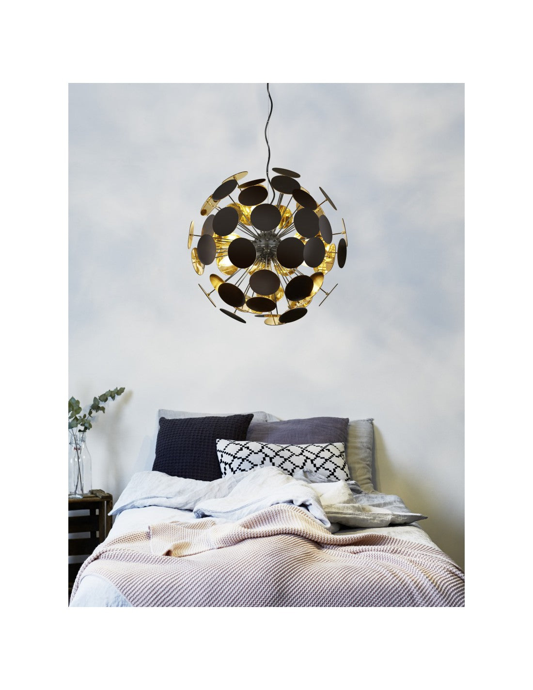 Sospensione Discalgo 6xE14 Nero E Tondi Decorativi Ø54 cm Trio Lighting