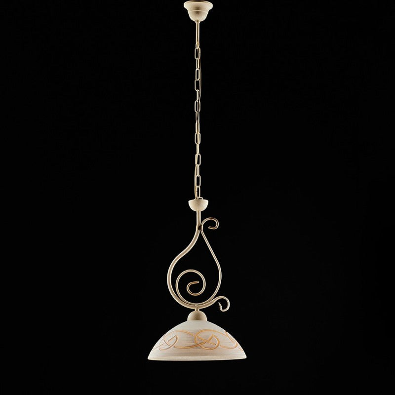 Lampadario in ferro Avorio Decape rifinitura Oro una luce 30x h51 cm