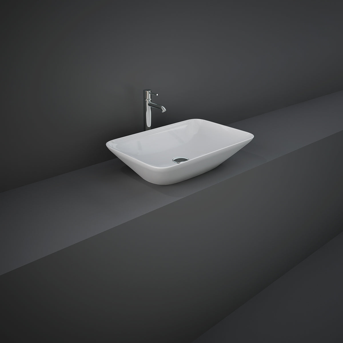 Lavabo rettangolare da appoggio senza foro - 55x36 cm, bianco