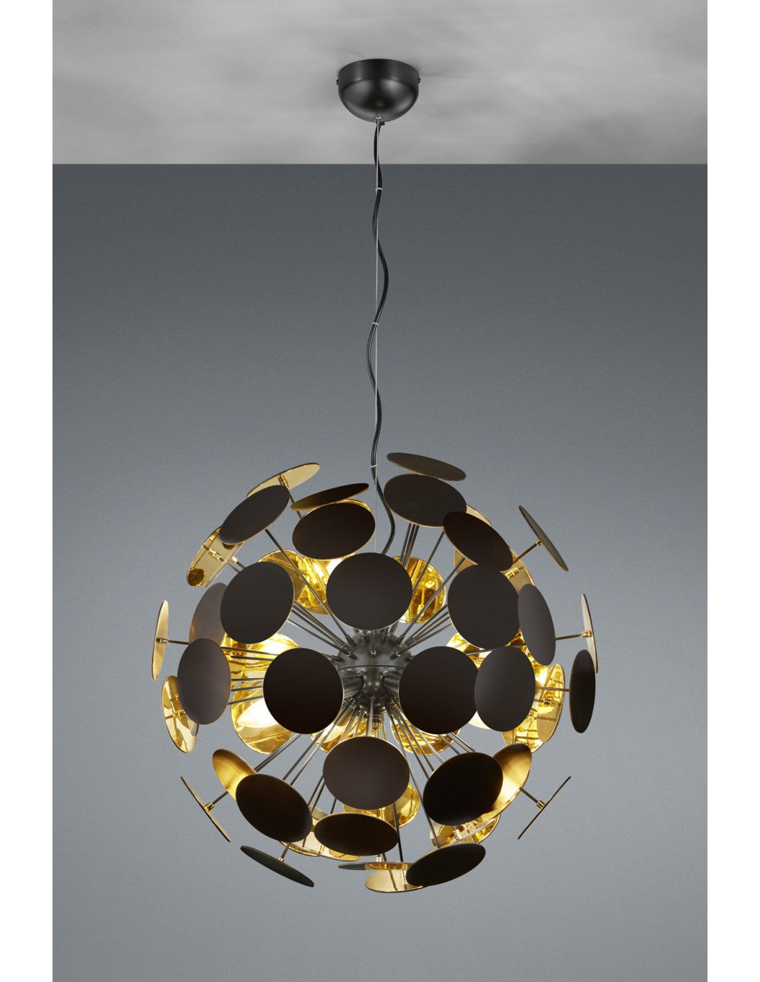 Sospensione Discalgo 6xE14 Nero E Tondi Decorativi Ø54 cm Trio Lighting