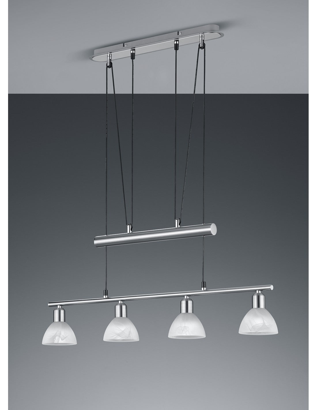 Lampadario Sali e Scendi 4 Luci Bilanciere Levisto Nichel Trio Lighting