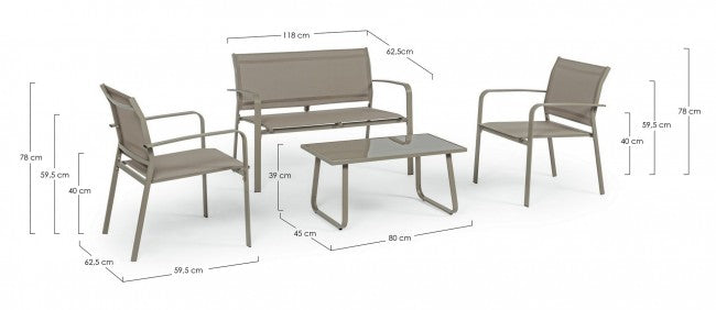 Set da giardino tortora Bizzotto pz 4