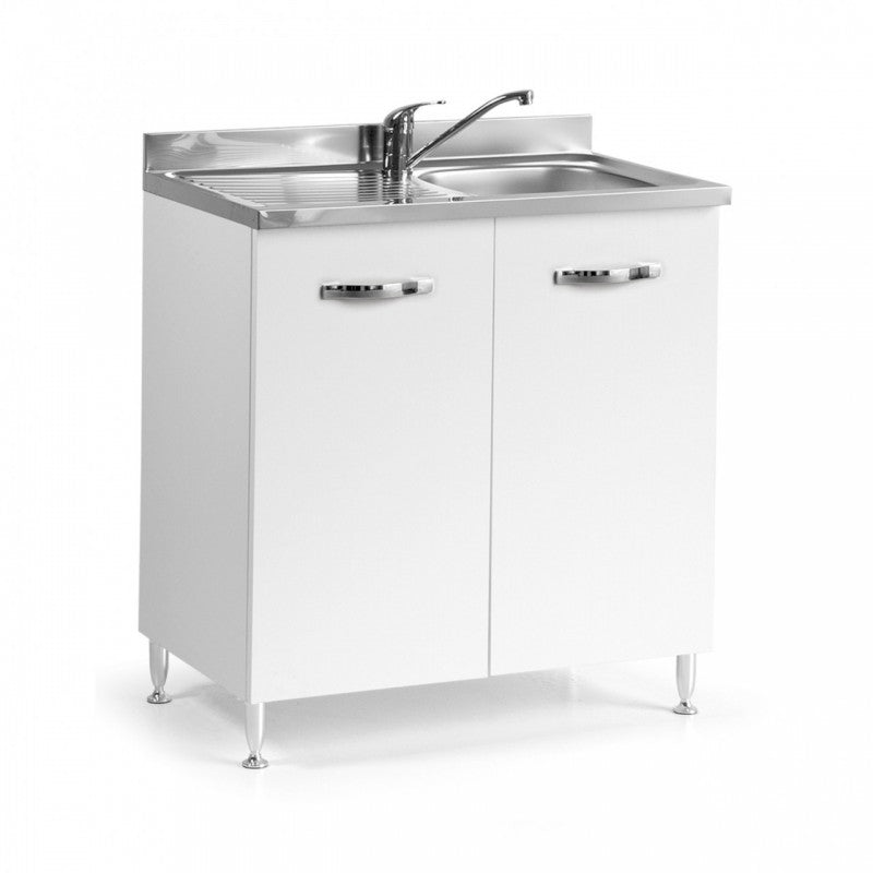 Sottolavello per cucina Bianco Frassinato 2 ante Cm 80x50xH 85