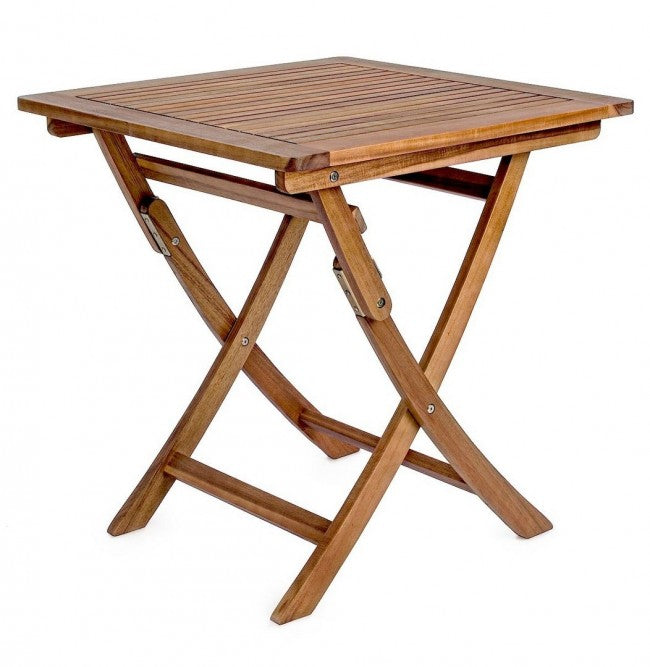 Tavolo Noemi per esterno in legno di acacia pieghevole  70x70x h73 cm