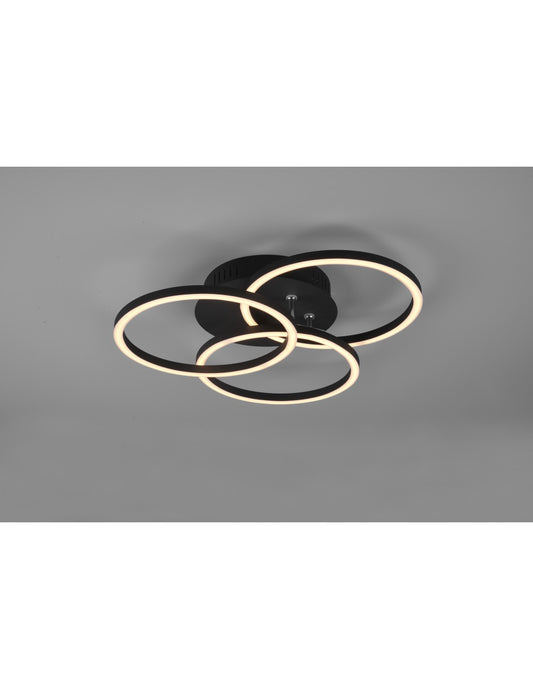 Plafoniera 3 Cerchi Orientabili Led Dimmer Circle Nero Trio Lighting