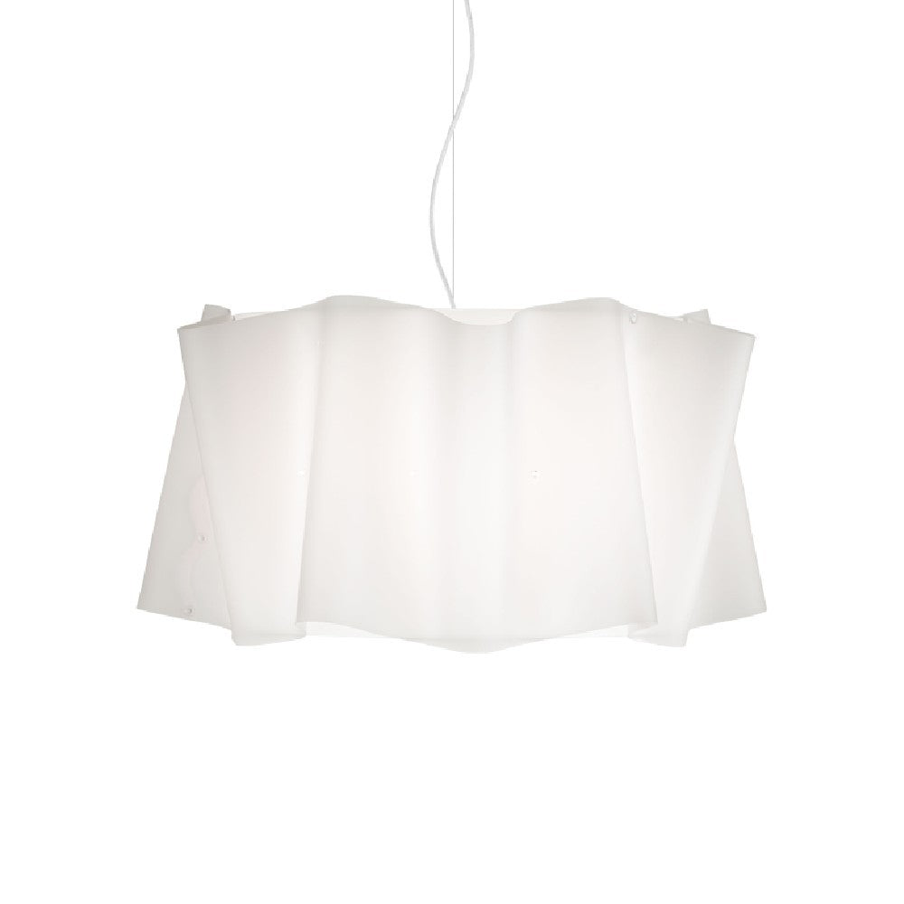 Lampadario a Sospensione 5 luci Bianco in Metallo cromato Cm. 60 x 32 h