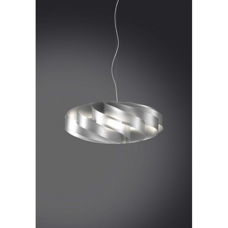 Lampadario a sospensione Flat 3 luci argento 70x70xh.34 cm