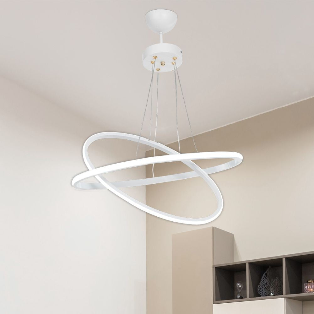 Lampada a sospensione Muso due anelli bianchi Led MDL4438 EFFEZ