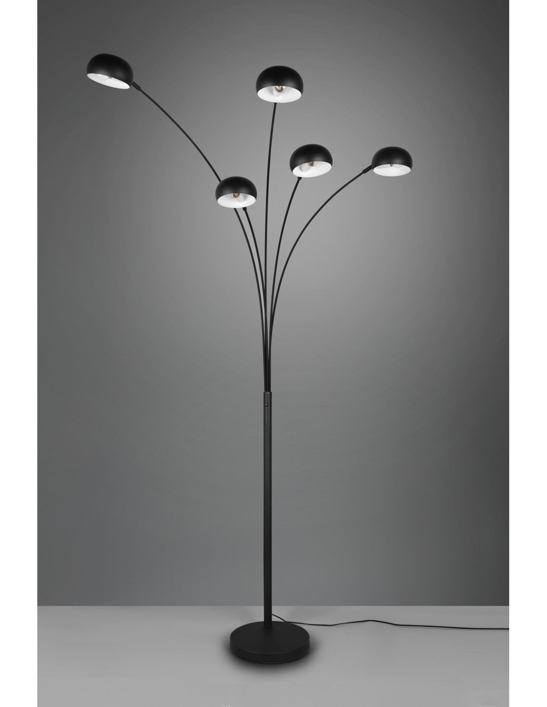 Piantana In Metallo Nero Bracci Ad Arco Dito 5xE14 Trio Lighting