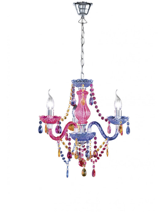 Lampadario 3 Bracci Lüster Multicolor Pendenti Decorativi Trio Lighting