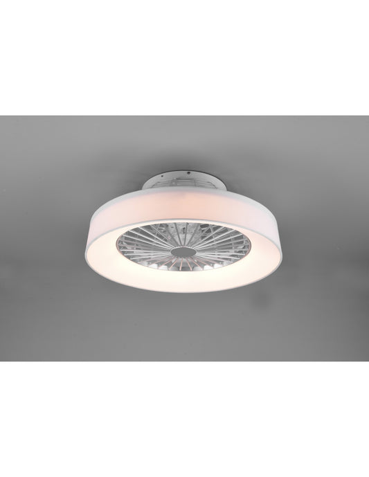 Ventilatore Moderno Luce Led 30w Dimmerabile Farsund Bianco Trio Lighting