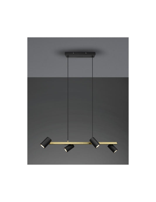 Sospensione Nera 4 Faretti Spot GU10 Orientabili Marley Trio Lighting