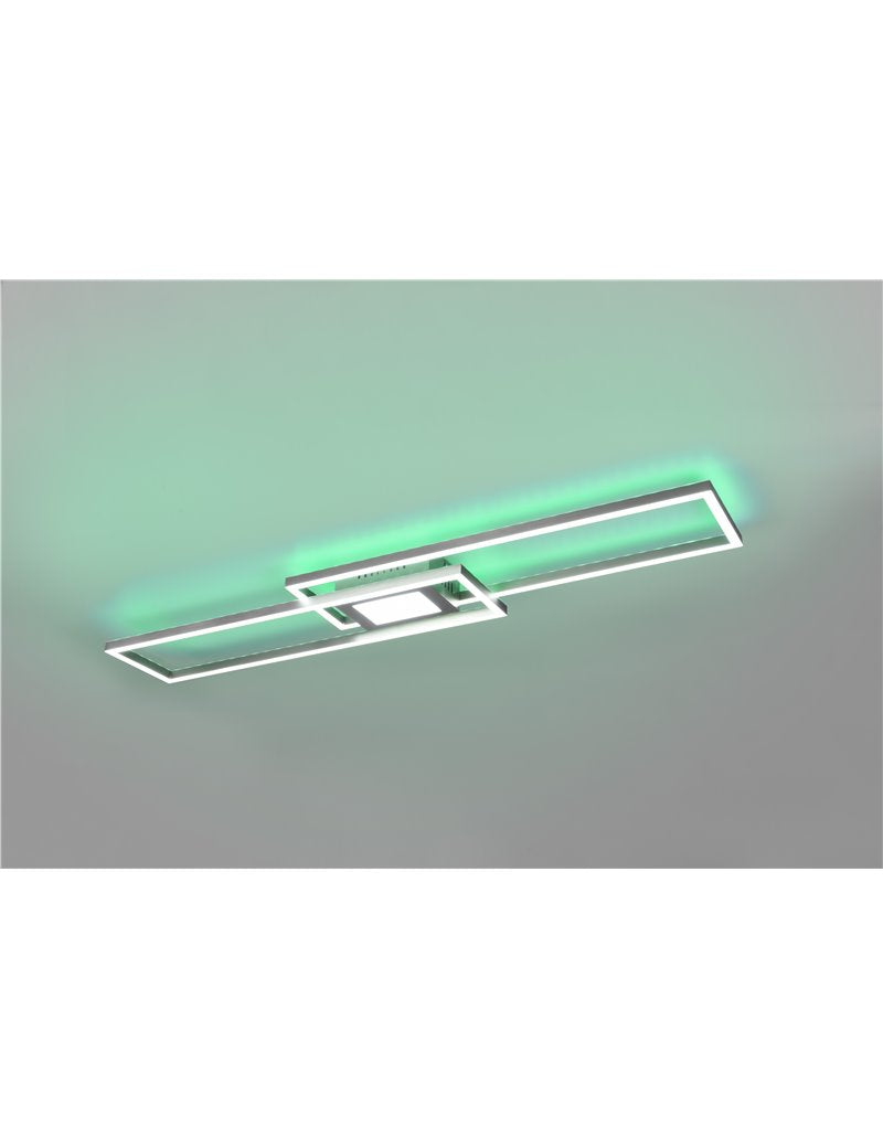 Ganado plafoniera led rettangolare acciaio retro-illuminata rgb con telecomando multifunzione l. 110cm Moderno LED
