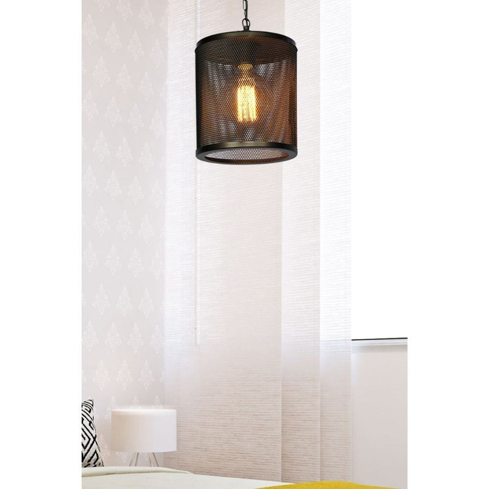 Lampada a sospensione Nadra MDL3857 in metallo reticolato nero EFFEZ