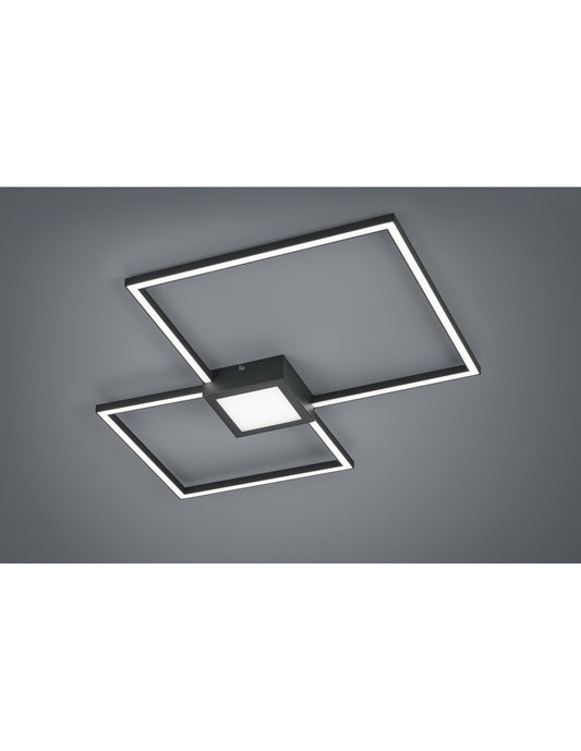Plafoniera Hydra Doppio Quadrato Led 28w Antracite L65 cm Dimmerabile Trio Lighting