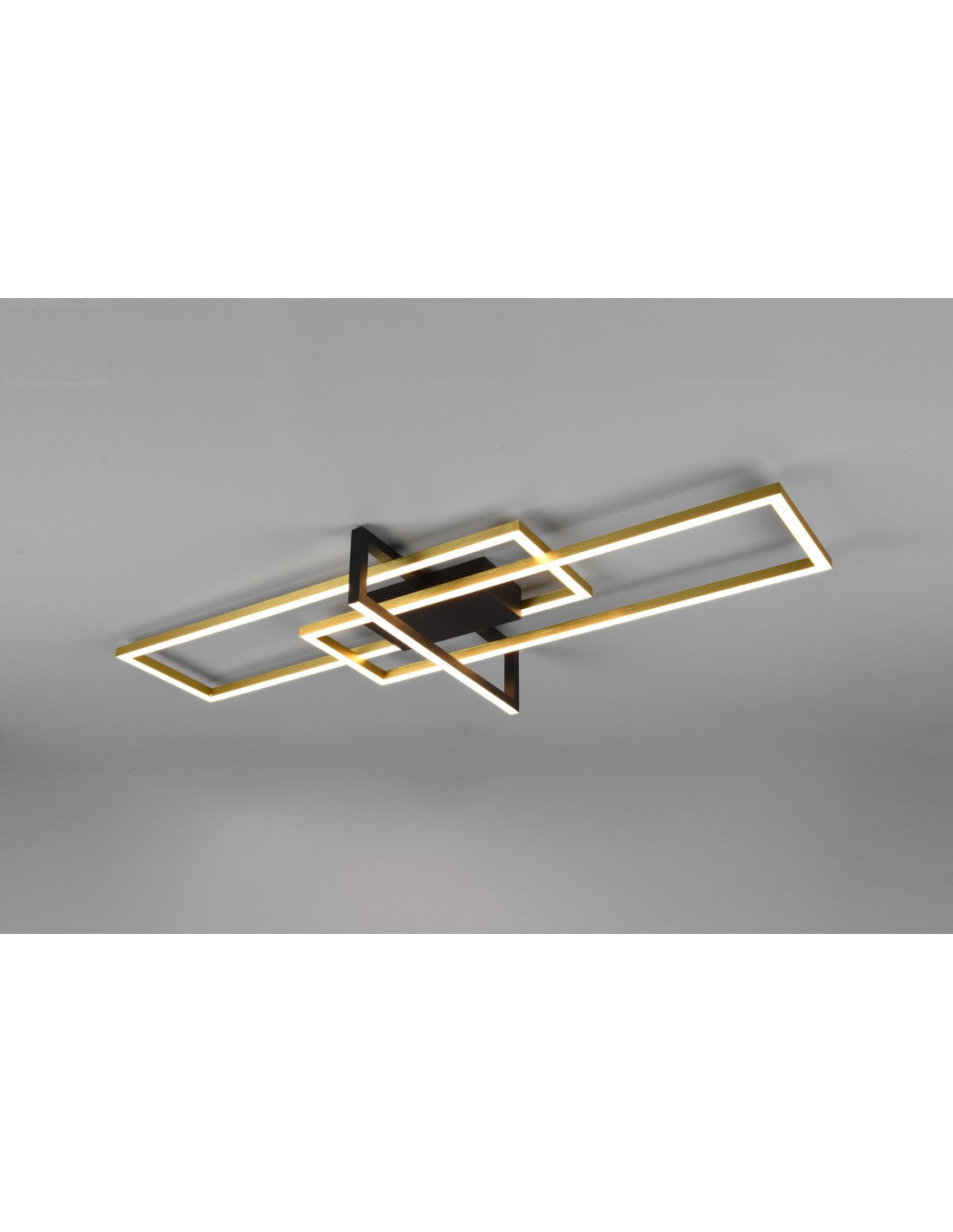 Plafoniera Salinas 3 Rettangoli Led 34w Oro-Nero L100 cm Dimmerabile Trio Lighting
