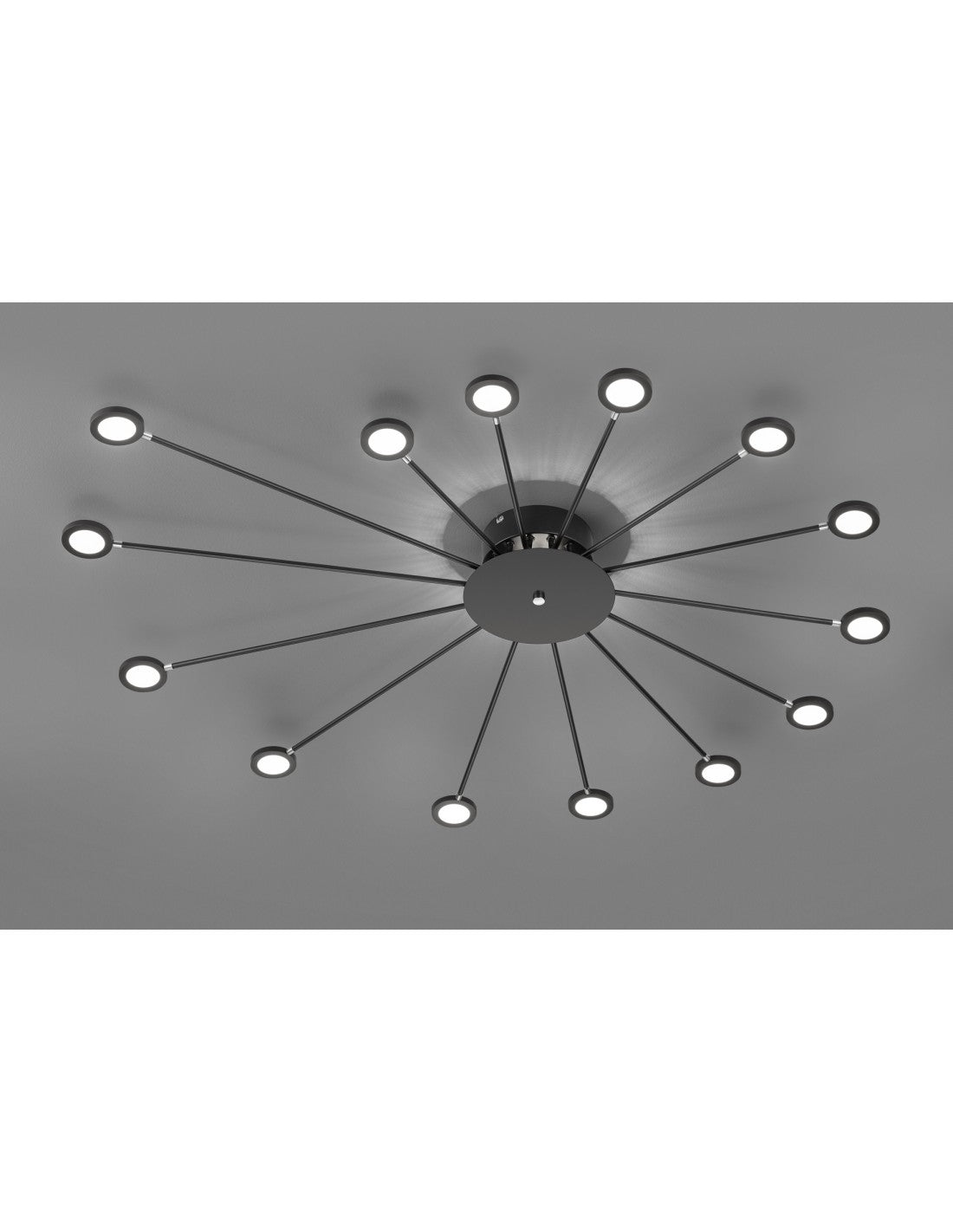 Plafoniera Pavone Luce Indiretta e 14 Punti Led Orientabili Peacock Nero Trio Lighting