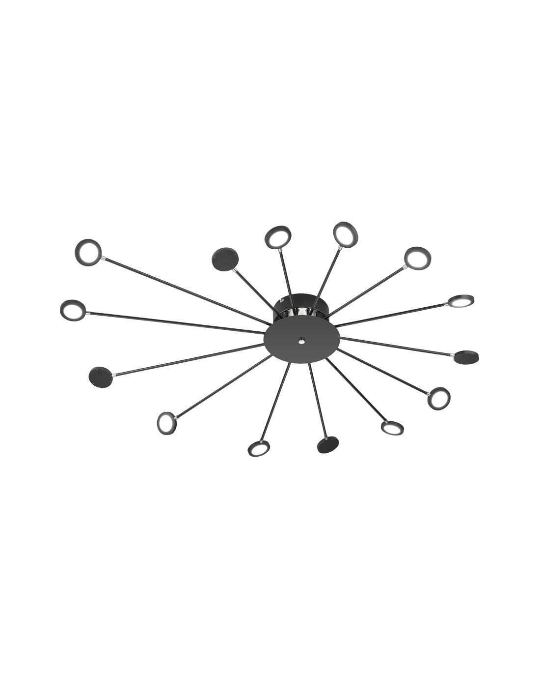 Plafoniera Pavone Luce Indiretta e 14 Punti Led Orientabili Peacock Nero Trio Lighting