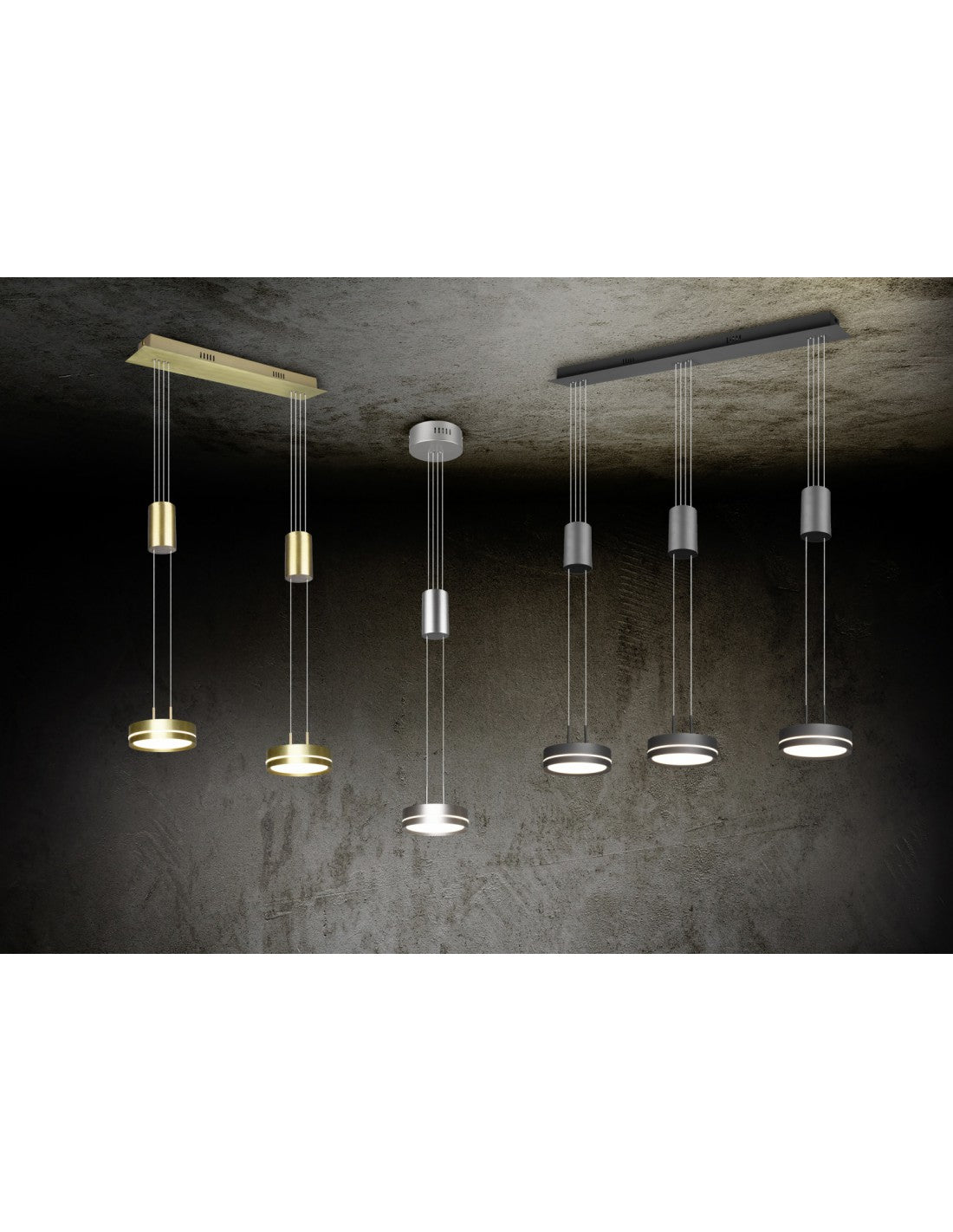 Sospensione Isola Cucina 3 Dischi Led Franklin Antracite Moderno Trio Lighting