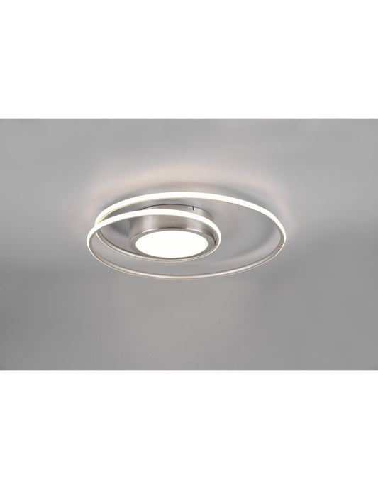 Plafoniera Moderna Soffitto Circolare Yava Nichel Led Dimmer Trio Lighting