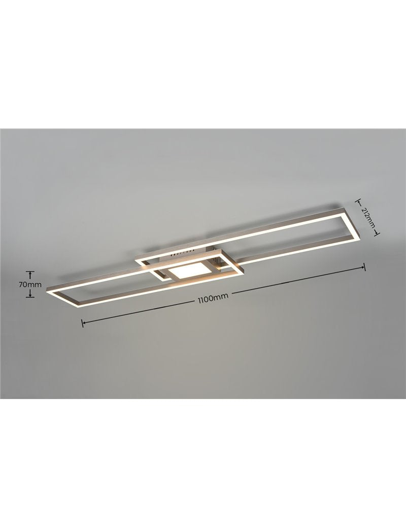 Ganado plafoniera led rettangolare acciaio retro-illuminata rgb con telecomando multifunzione l. 110cm Moderno LED