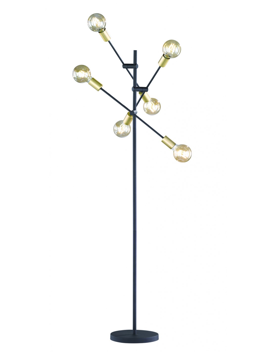 Piantana Minimal 6 Luci Orienabili Cross Nero e Oro Trio Lighting