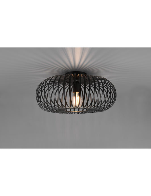 Lampada Da Soffitto Gabbia Metallica Ellissi Johann Nero Ø40 cm Trio Lighting