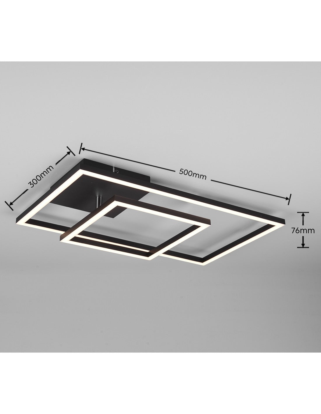 Plafoniera Da Soffitto Squadrata Orientabile Led Dimmer Padella Nero Trio Lighting