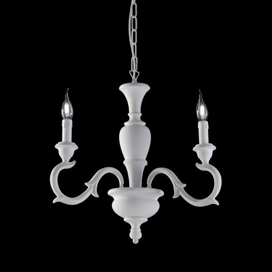 Lampadario in legno Bianco Shabby tre luci 43x h50 cm