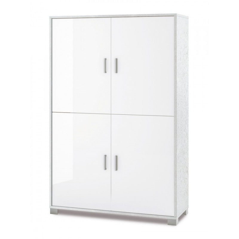 White office cabinet with four doors and shelves 107x41x h162 cm