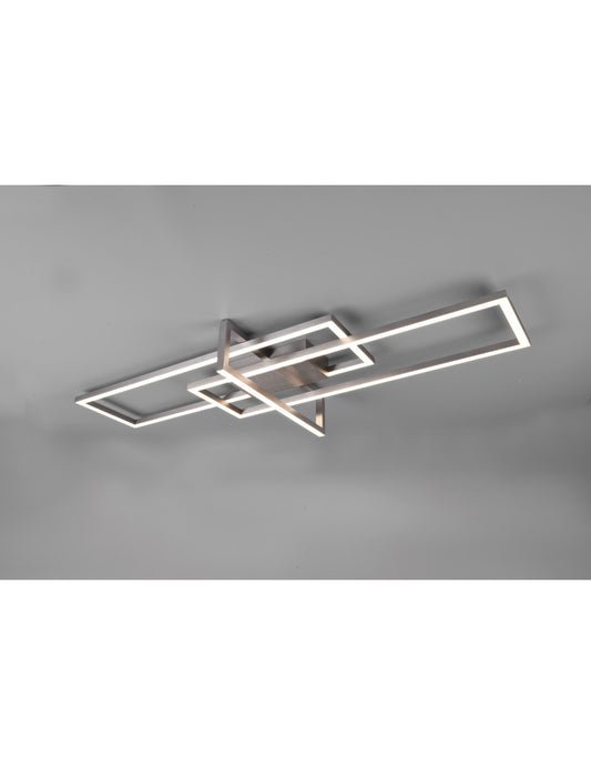 Plafoniera Salinas 3 Rettangoli Led 34w Nichel L100 cm Dimmerabile Trio Lighting