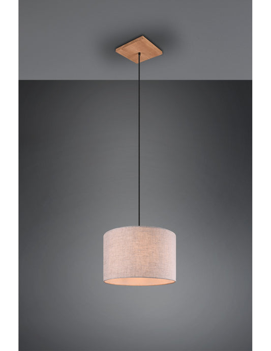 Sospensione Elmau 1xE27 Nichel E Paralume Sabbia Ø35 cm Trio Lighting