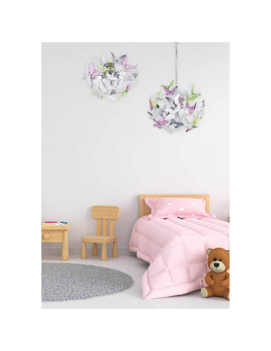 Plafoniera Butterfly 3xG9 Cromo Farfalle Multicolor Ø45 cm Trio Lighting