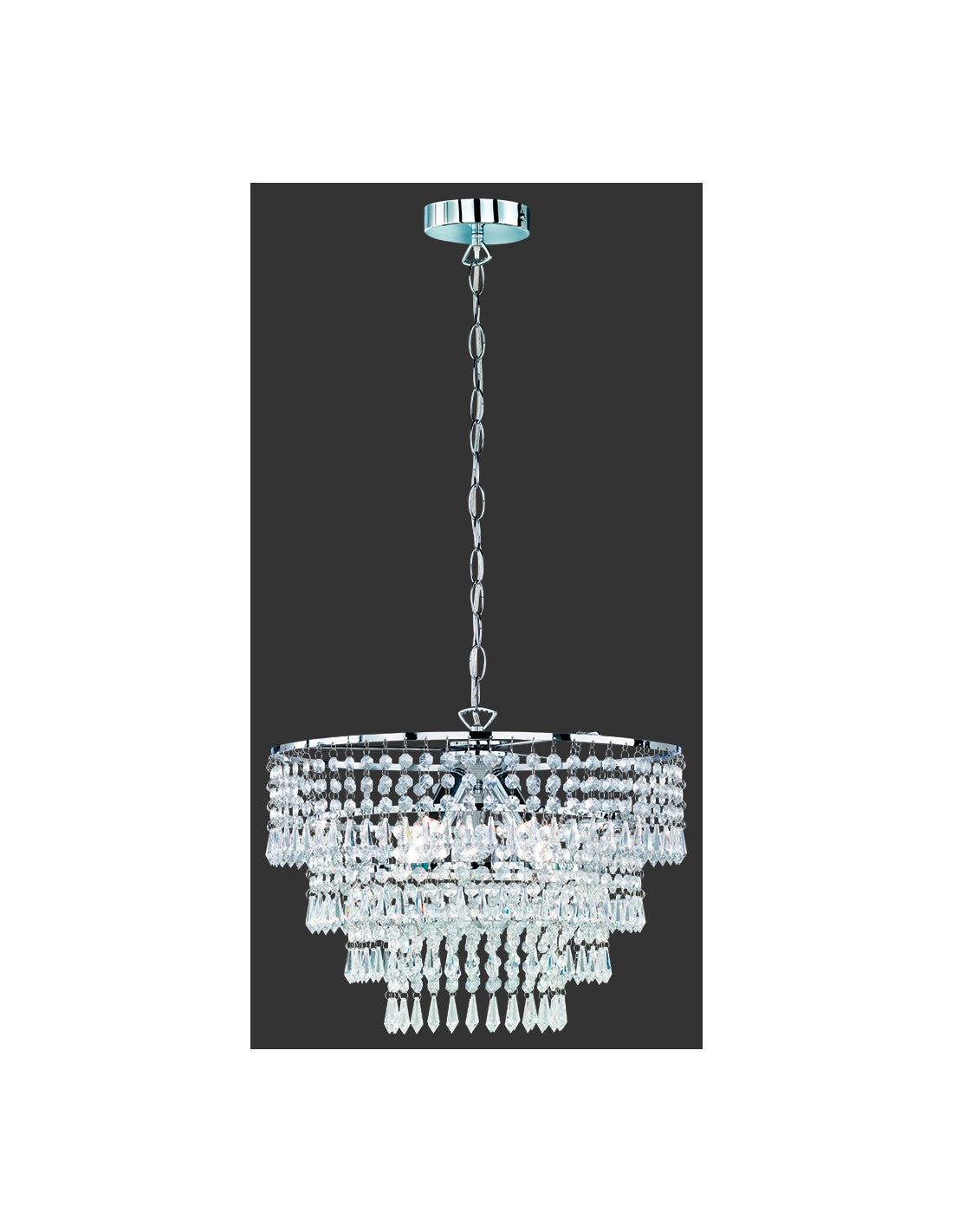 Lampadario Orient 3 Luci E14 Cromo Ø42 cm Pendenti Decorativi Trio Lighting