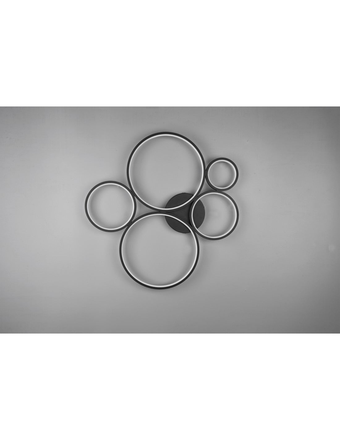 Plafoniera Rondo 5 Cerchi Led Dimmerabile Nero L59 cm Trio Lighting