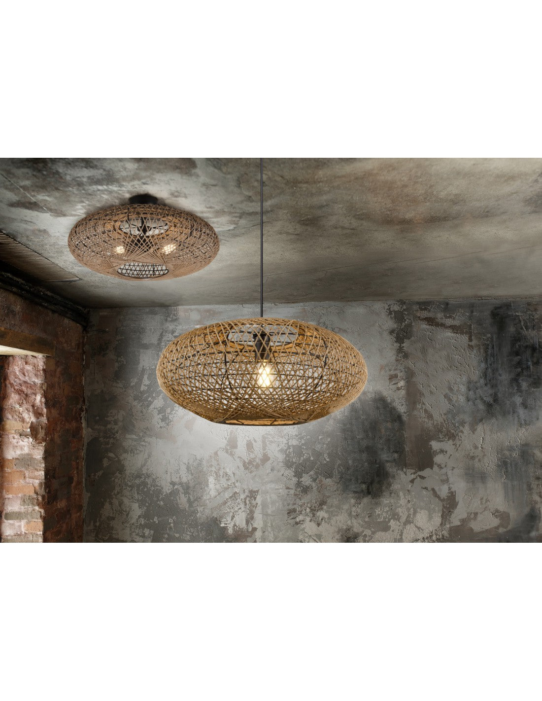 Sospensione Casa Vacanza Paralume Fibre Naturali Hedda Trio Lighting