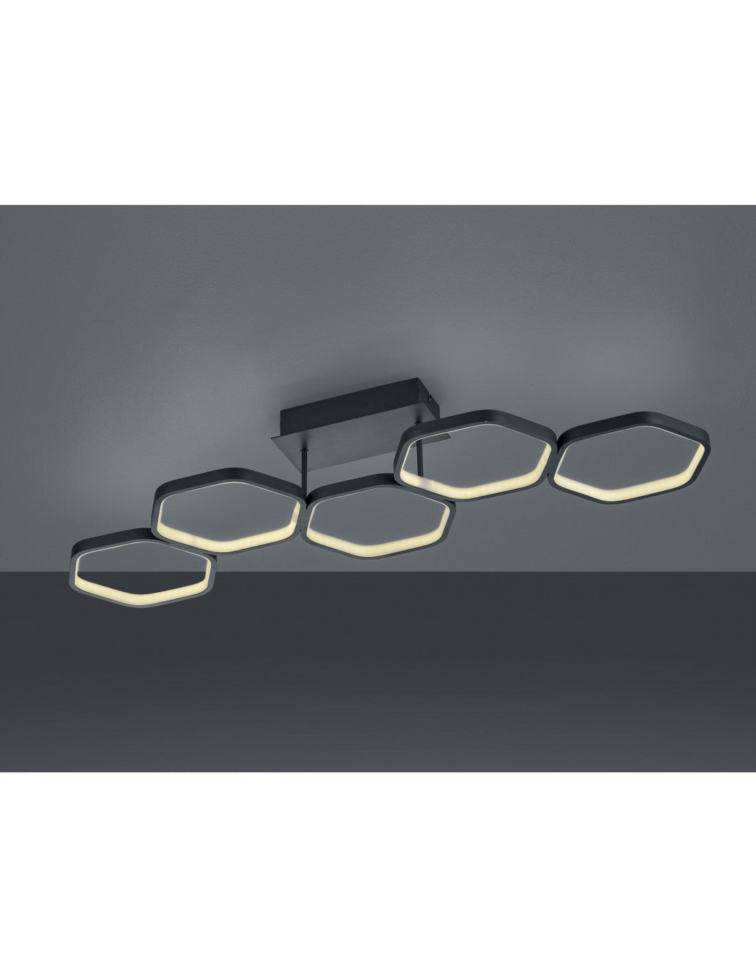 Plafoniera Led Dimmerabile Vigo 5 Esagoni L90 cm Antracite Trio Lighting