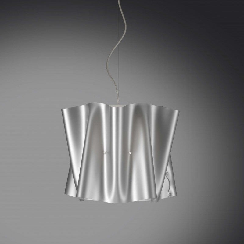Lampadario a sospensione FOLIO paralume in Polilux Argento diametro 40x h37 cm