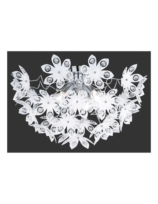 Plafoniera Blowball 3 Luci Cromo Fiori Bianchi Ø55 cm Trio Lighting