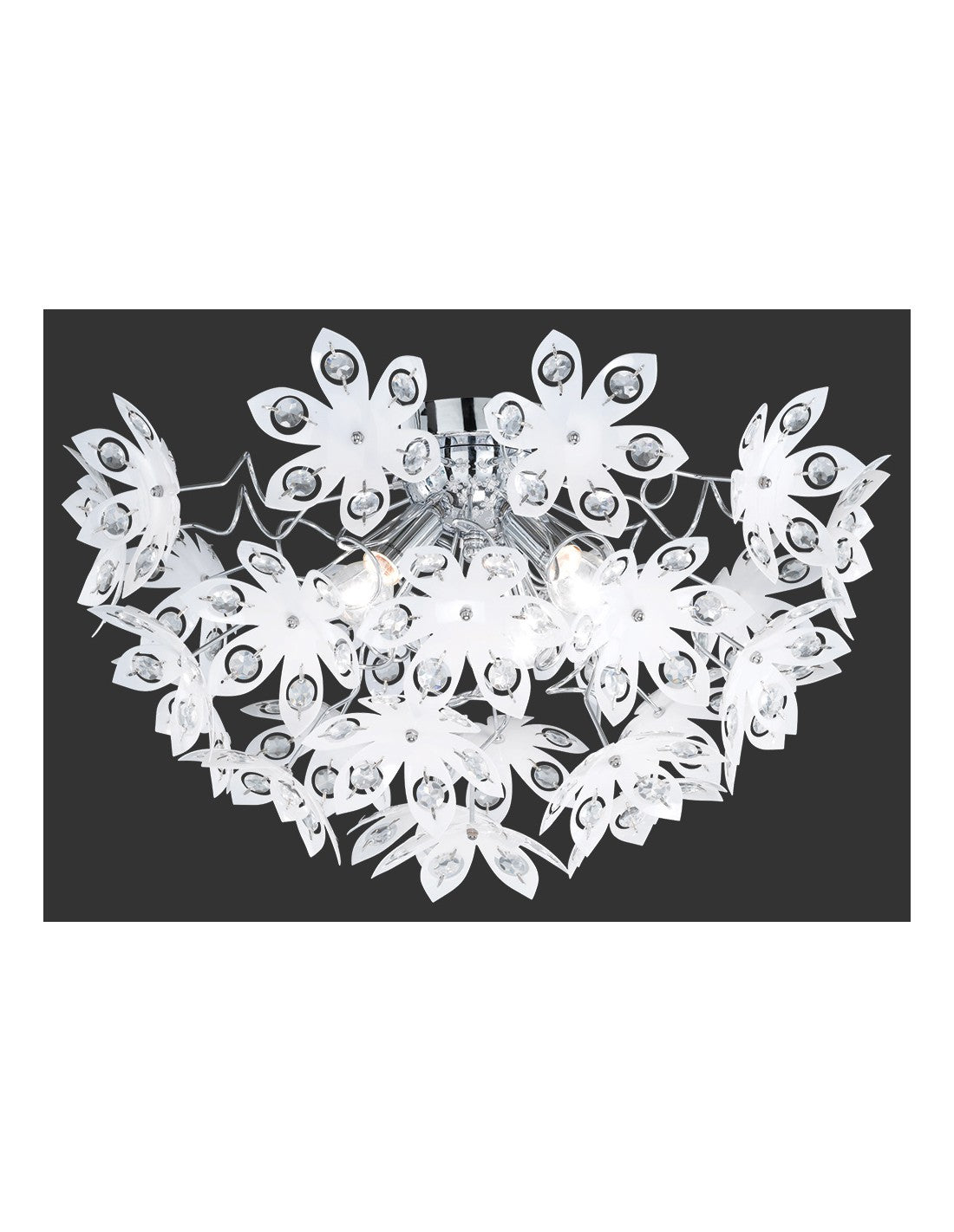 Plafoniera Blowball 3 Luci Cromo Fiori Bianchi Ø55 cm Trio Lighting