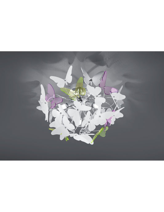 Plafoniera Butterfly 3xG9 Cromo Farfalle Multicolor Ø45 cm Trio Lighting