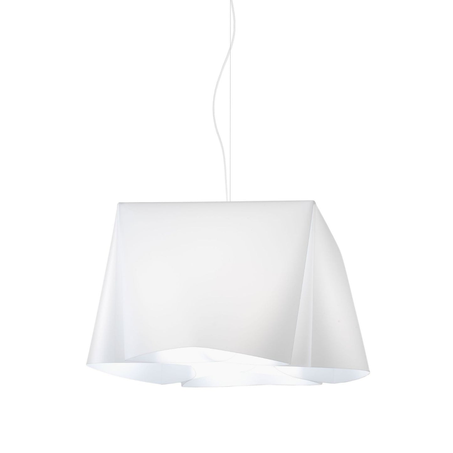 Sospensione Bianco in Metallo Cromato Cm. 45 x 21h